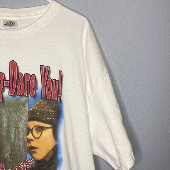 A Christmas Story Triple Dog Dare You White Tee TShirt Short Sleeve Size 2XL - Picture 4 of 8